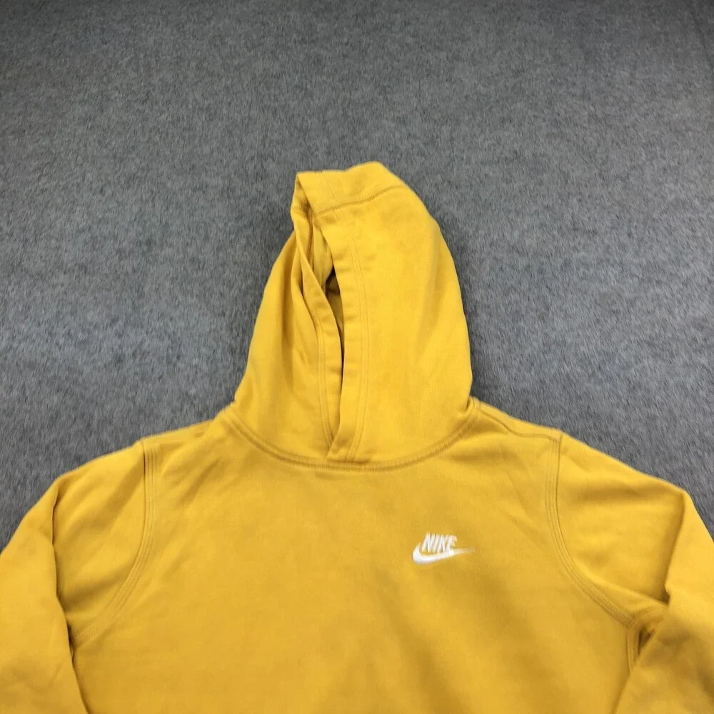 Nike Hoodie Boys XL Yellow Pullover Fleece Sweatshirt Small Swoosh Logo Youth